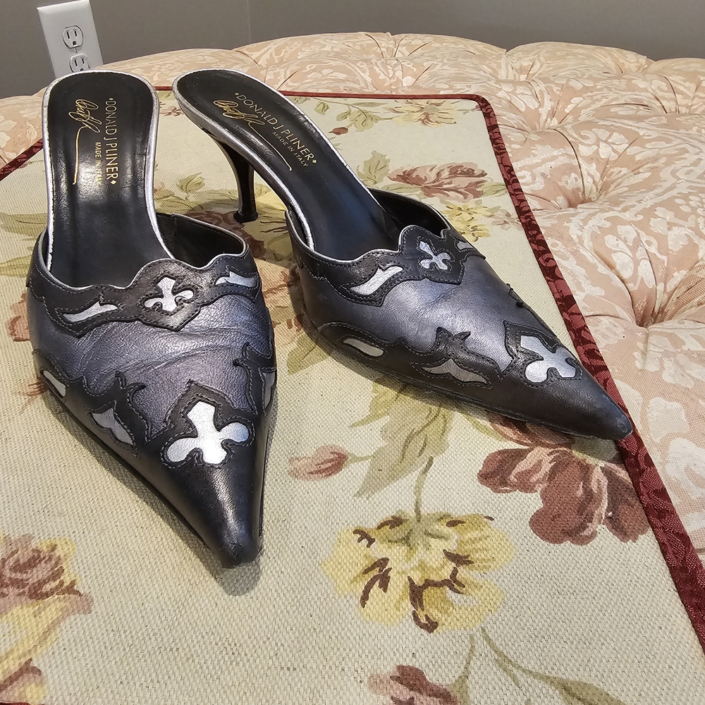 Donald J. Pliner Black and Silver Women's Heels